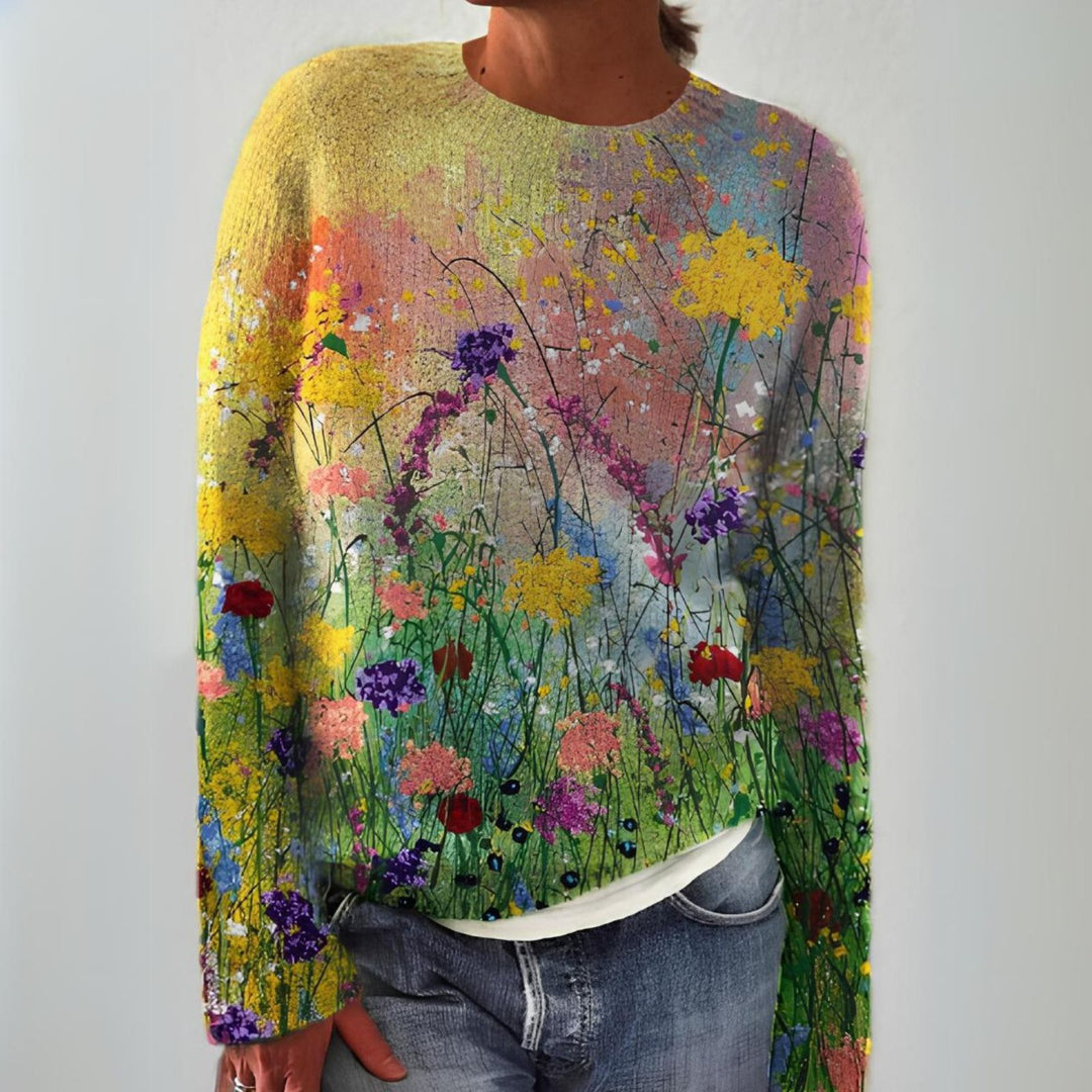 Marta | Pull Douillet à Motifs Floraux Artistiques