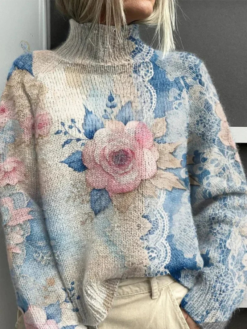 Dani | Pull Col Roulé en Maille Dentelle