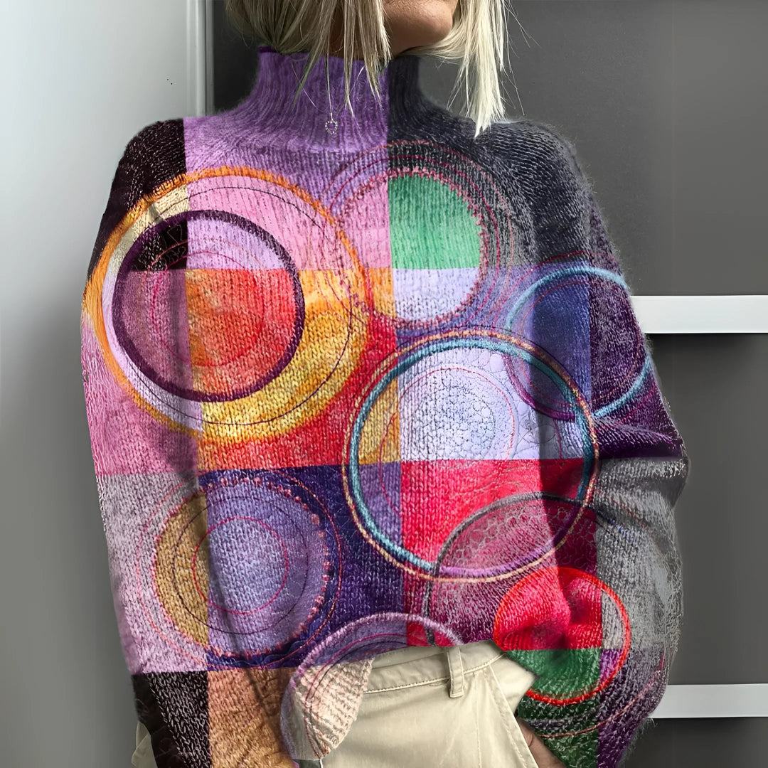 Acacia | Pull Col Roulé en Maille à Blocs de Couleur