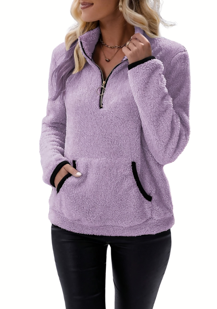 Rosely | Sweatshirt en Polaire Borg à Demi-Zip
