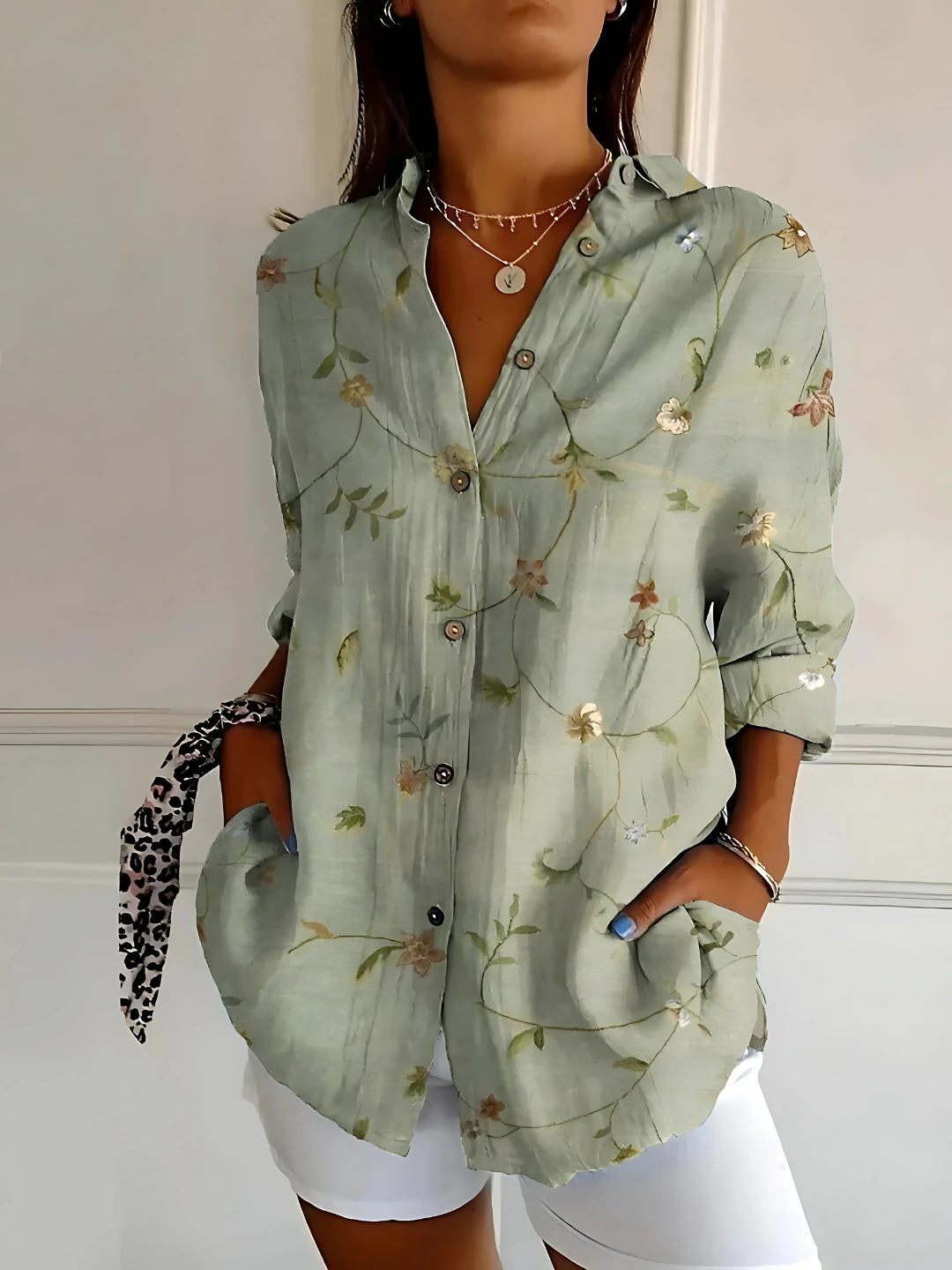 Viviana | Blouse en Coton à Motif Vague Florale