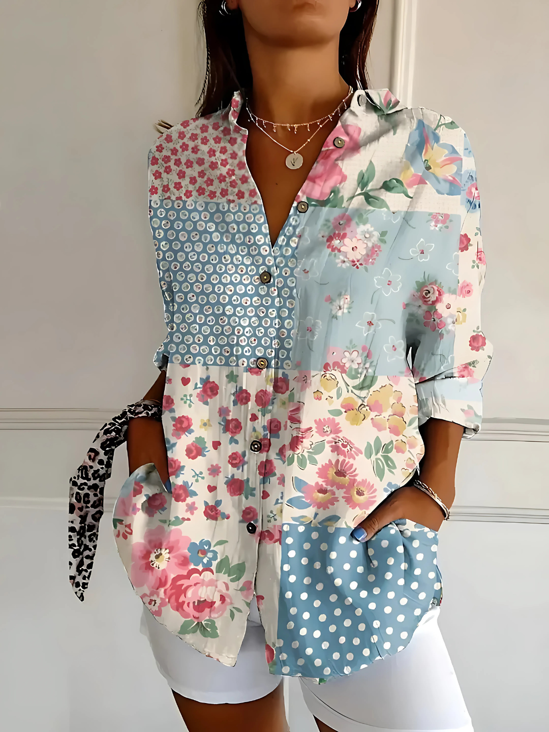Viviana | Blouse en Coton à Motif Vague Florale
