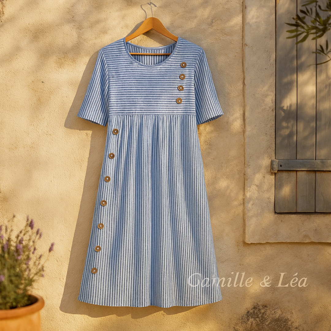 Lenna | Robe Midi En Coton Rayé