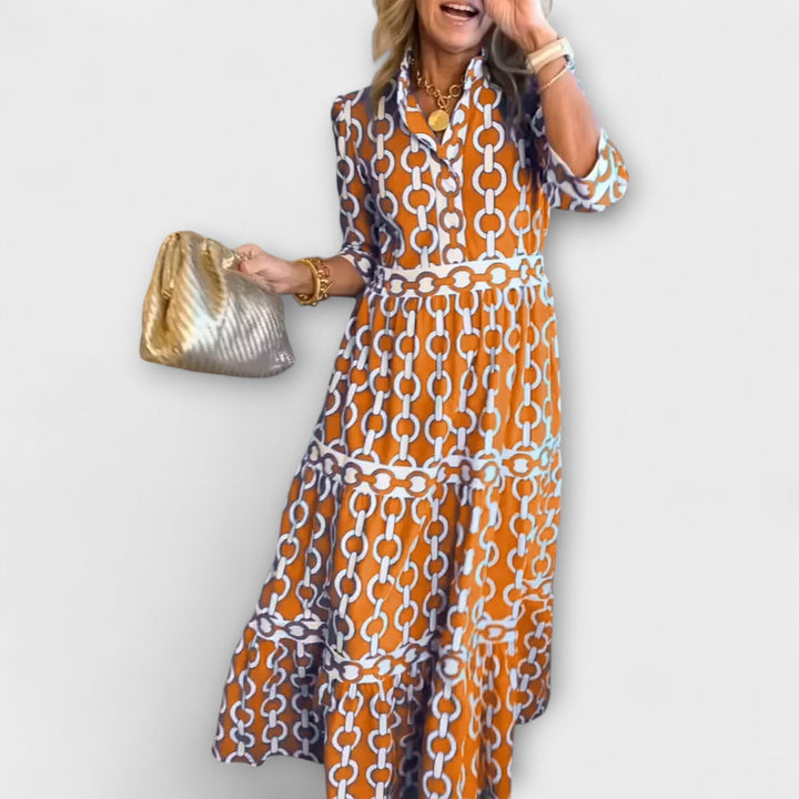 Shea | Robe Midi À Motif Chaîne
