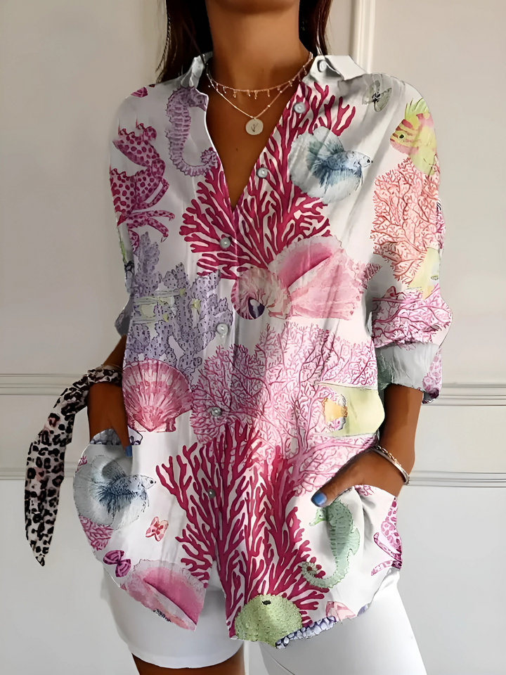 Viviana | Blouse en Coton à Motif Vague Florale