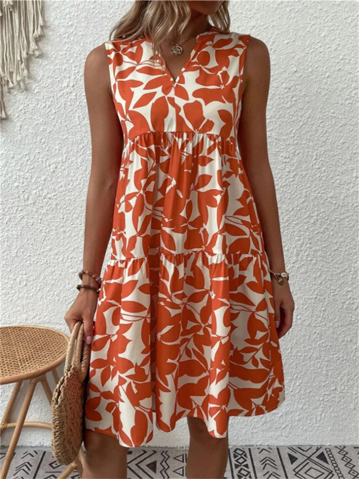 Angele | Robe d'Été à Imprimé Feuilles