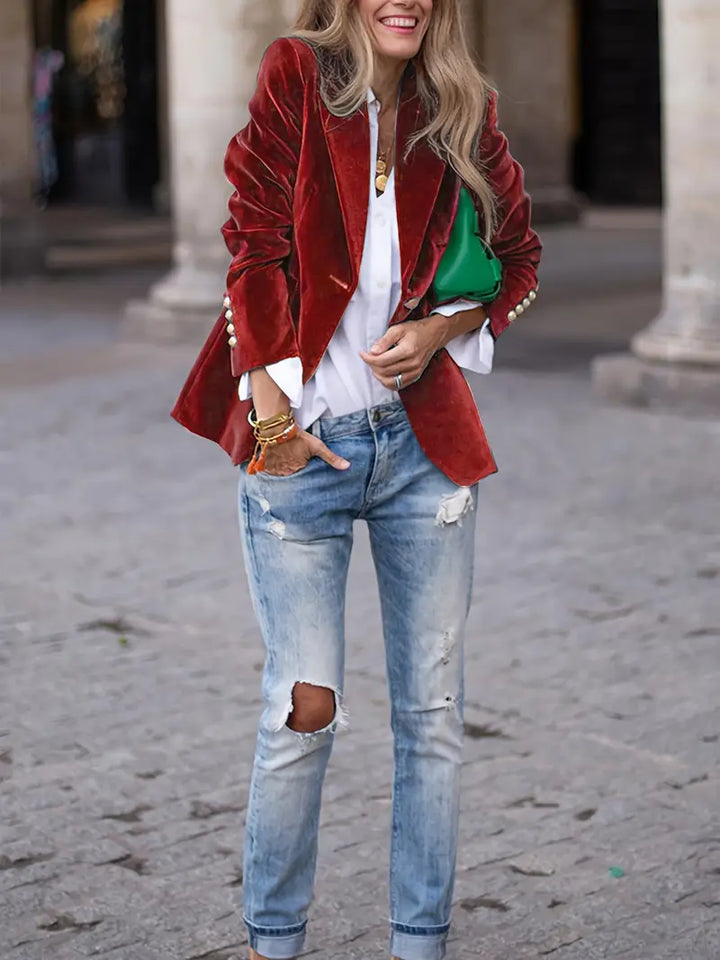 Isla | Blazer Élégant En Velours