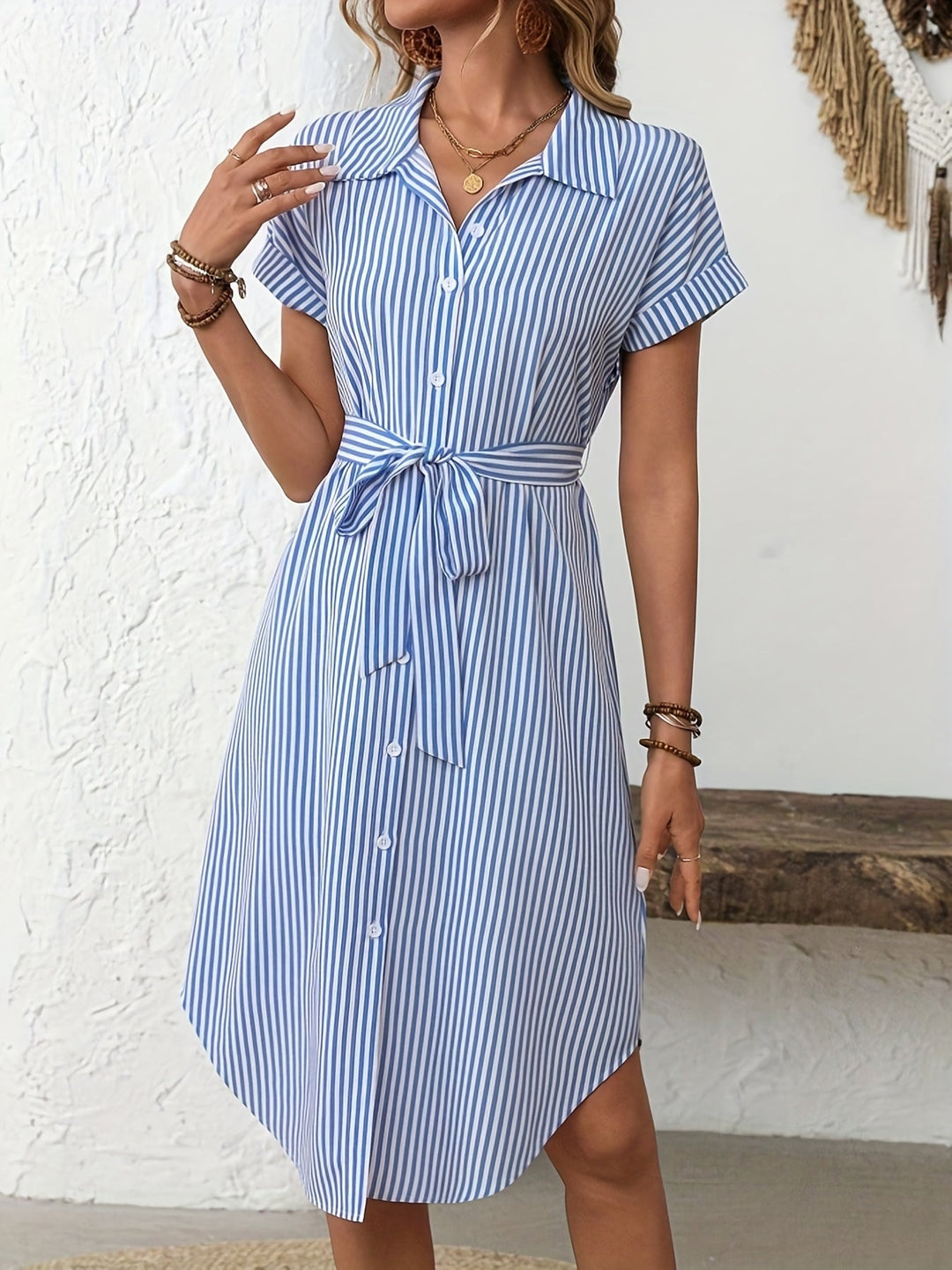 Delphine | Robe Élégante à Rayures