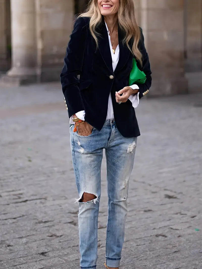 Isla | Blazer Élégant En Velours