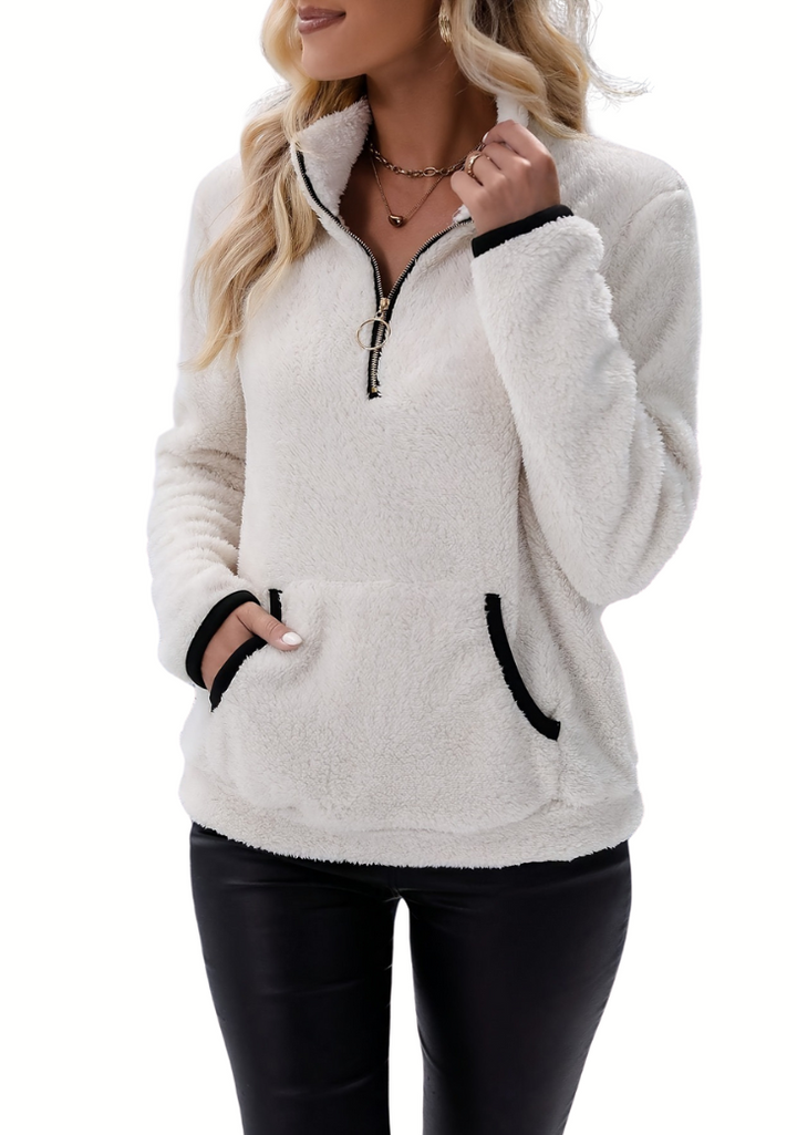 Rosely | Sweatshirt en Polaire Borg à Demi-Zip