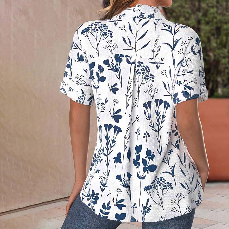 Ginette | Blouse Décontractée à Imprimé Feuilles