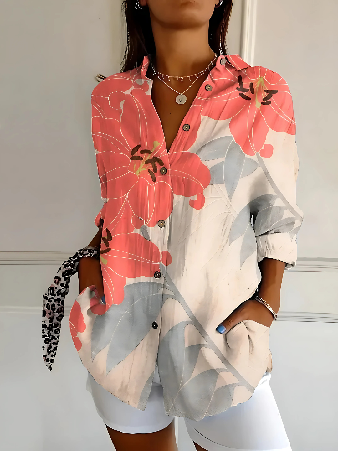 Viviana | Blouse en Coton à Motif Vague Florale