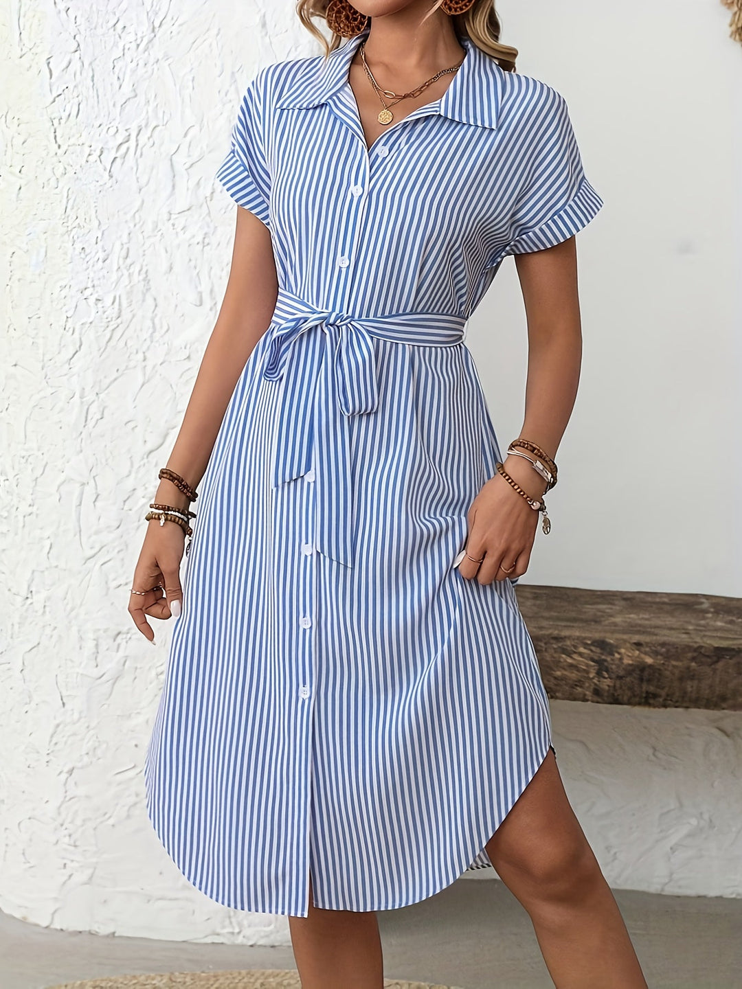 Delphine | Robe Élégante à Rayures