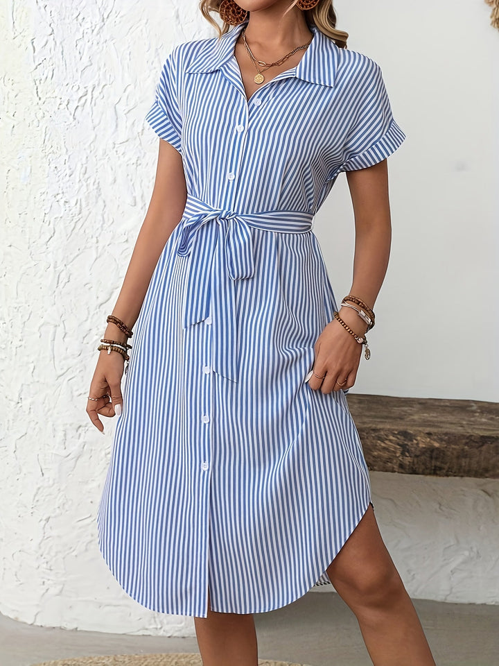 Delphine | Robe Élégante à Rayures
