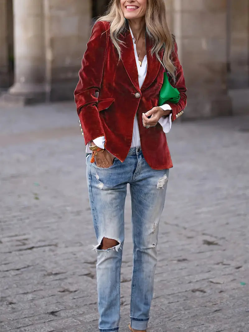 Isla | Blazer Élégant En Velours