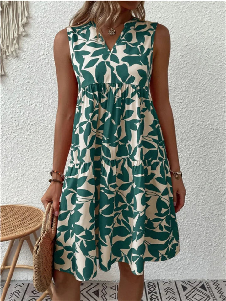 Angele | Robe d'Été à Imprimé Feuilles