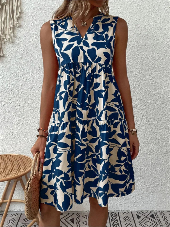 Angele | Robe d'Été à Imprimé Feuilles