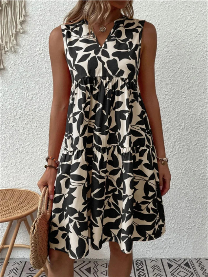 Angele | Robe d'Été à Imprimé Feuilles