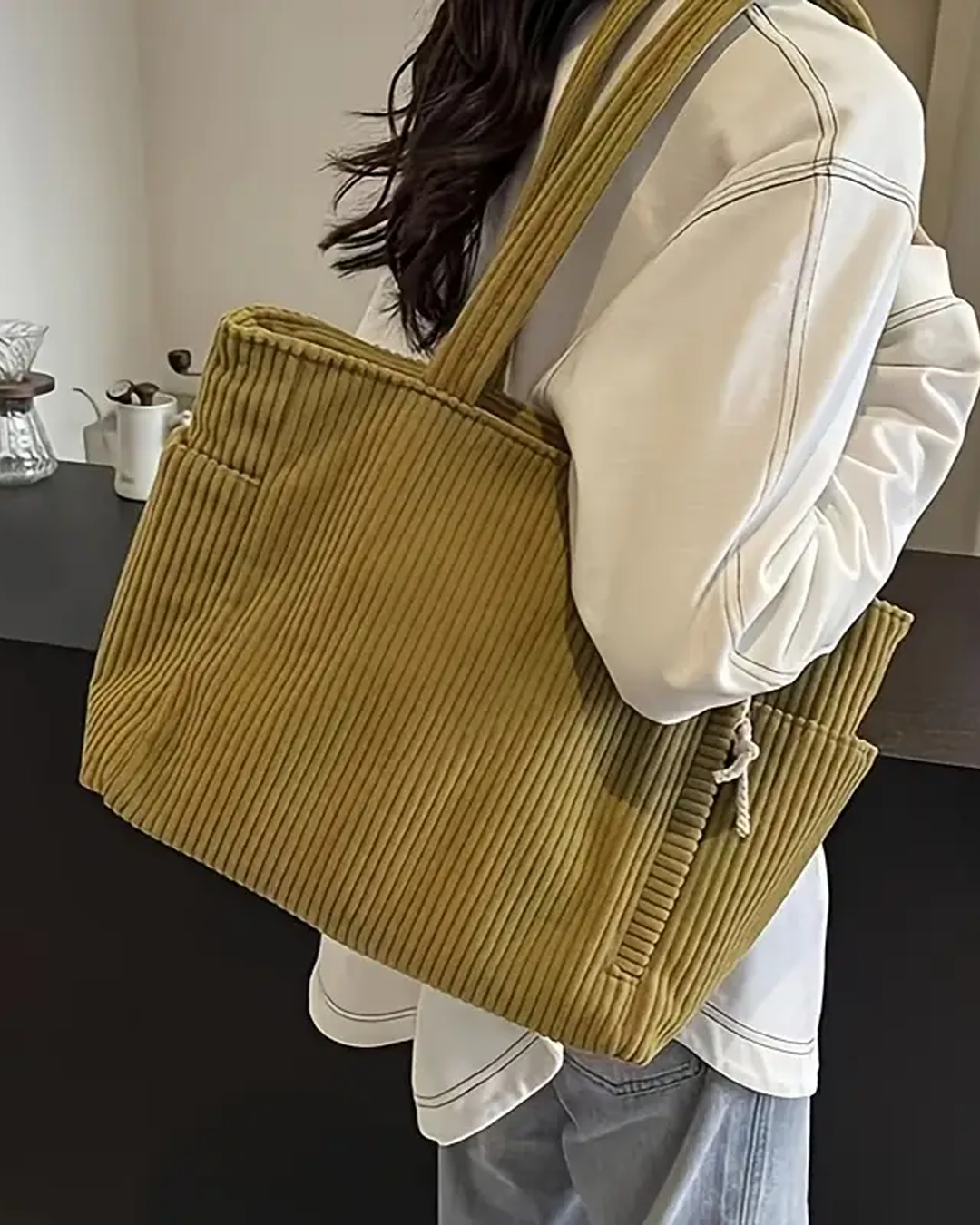 Tessie | Sac Fourre-tout Côtelé Avec Cordon De Serrage