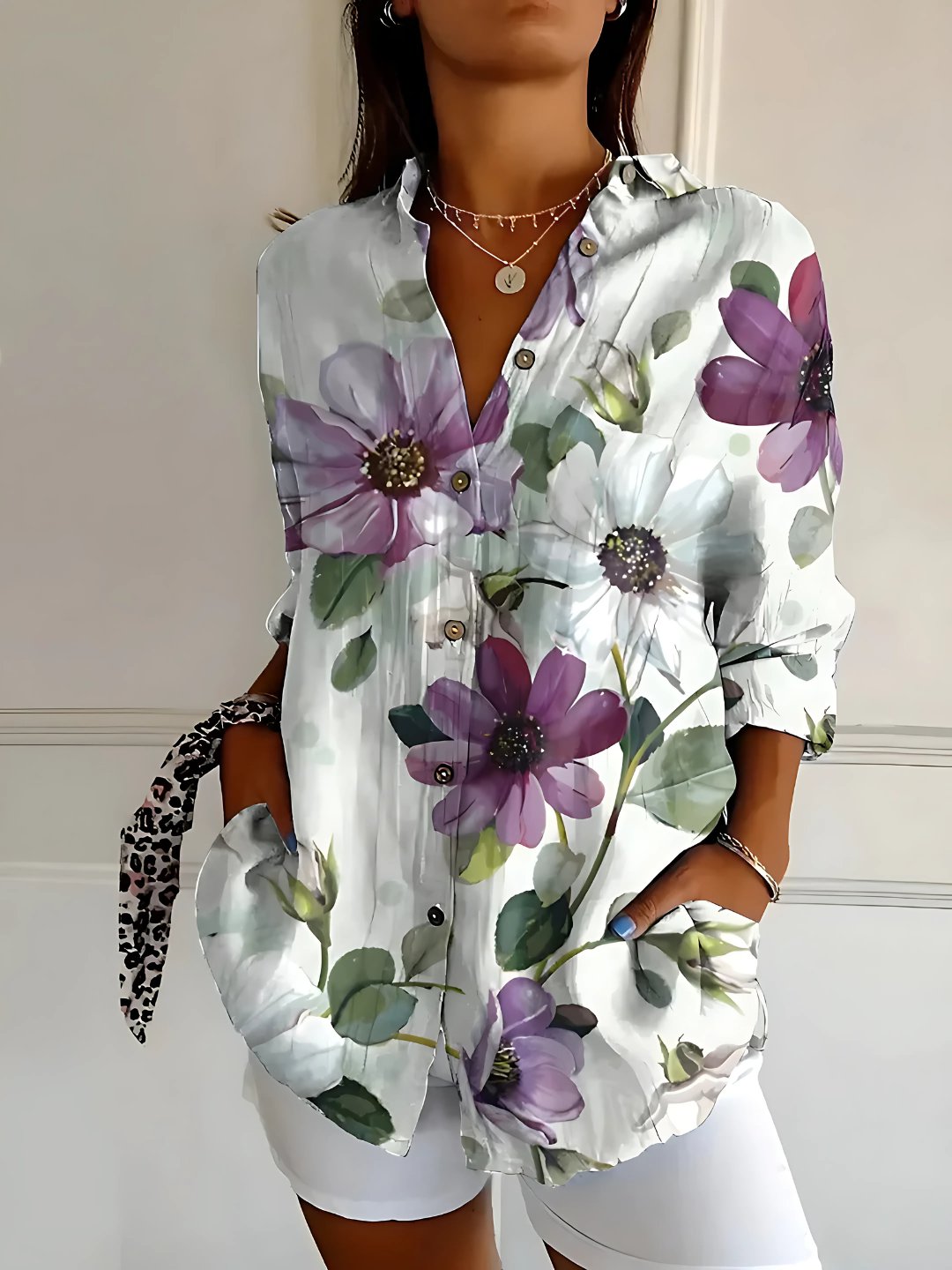 Viviana | Blouse en Coton à Motif Vague Florale