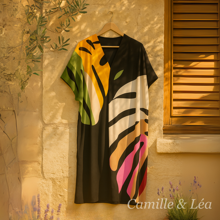 Beatrise | Robe Décontractée à Imprimé Feuilles Coloré