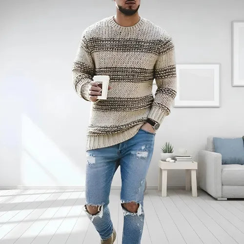 Rafael | Pull Rayé En Grosse Maille