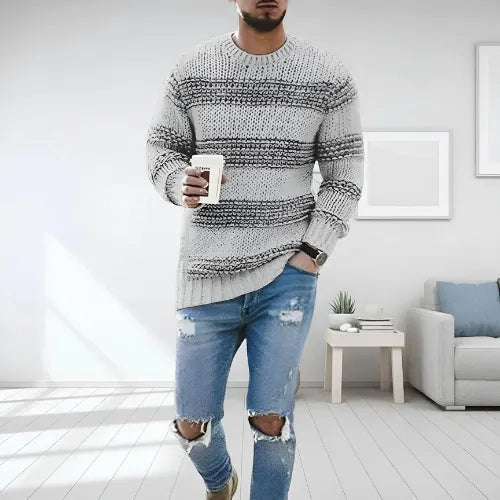 Rafael | Pull Rayé En Grosse Maille