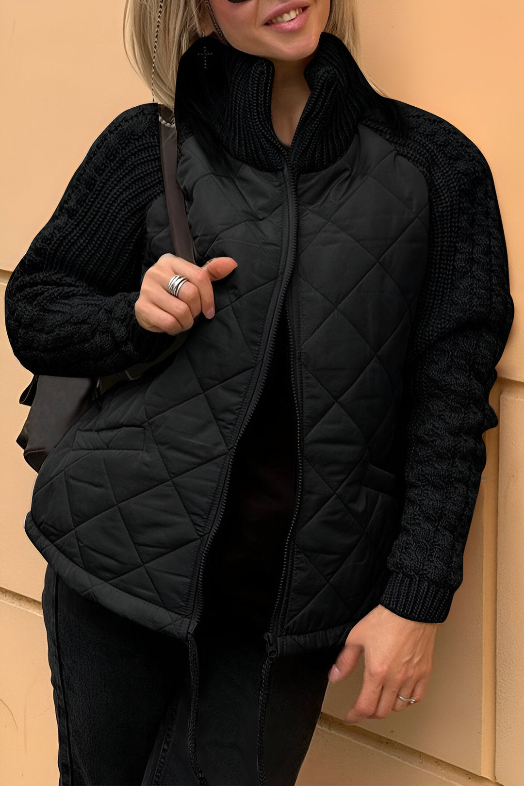 Therese | Veste Zippée en Maille Patchwork