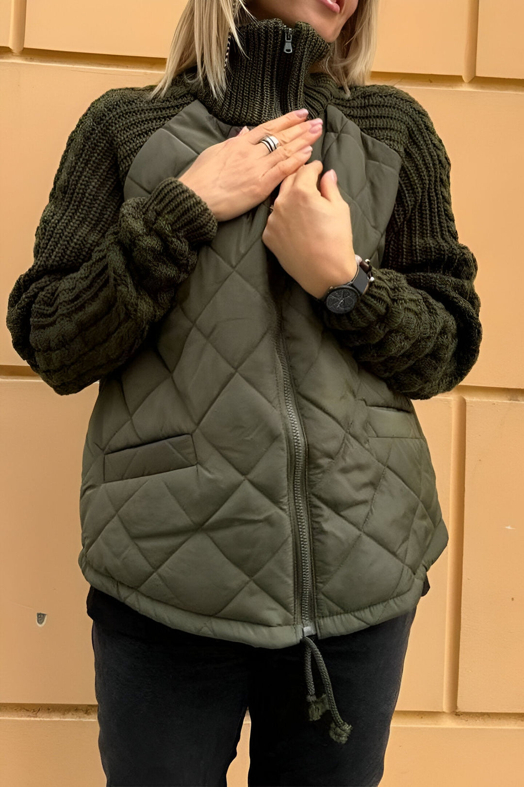 Therese | Veste Zippée en Maille Patchwork