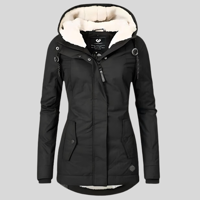 Alienor | Veste Longue Imperméable avec Capuche et Doublure
