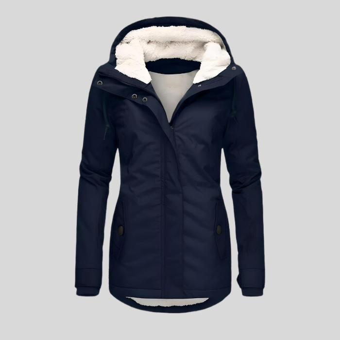 Alienor | Veste Longue Imperméable avec Capuche et Doublure