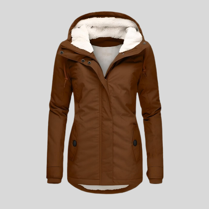 Alienor | Veste Longue Imperméable avec Capuche et Doublure