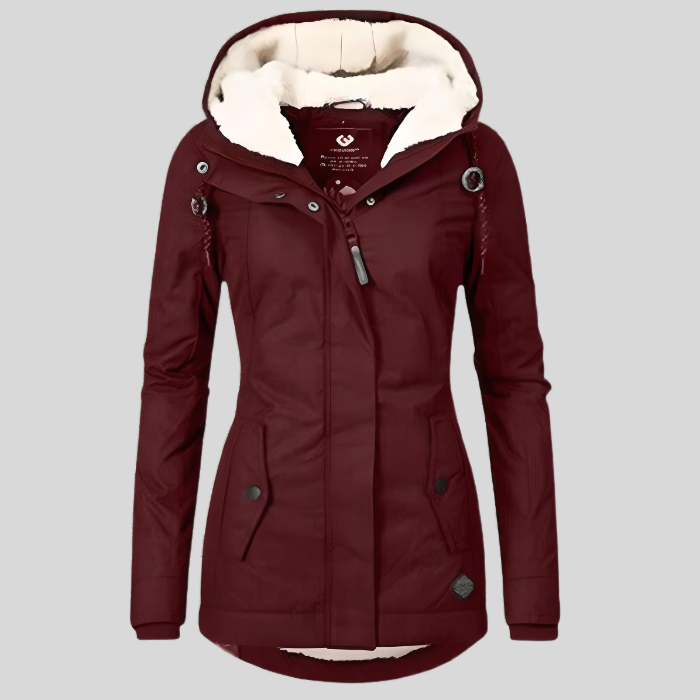 Alienor | Veste Longue Imperméable avec Capuche et Doublure
