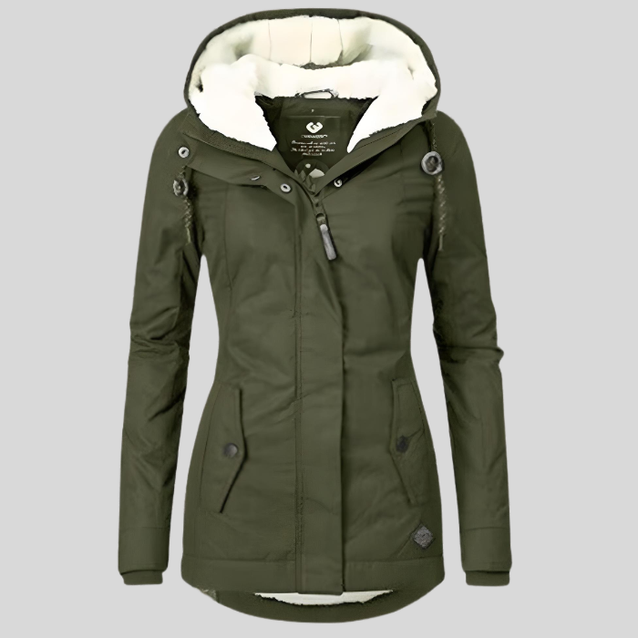 Alienor | Veste Longue Imperméable avec Capuche et Doublure
