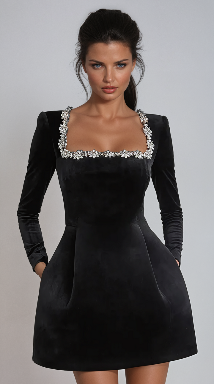 Xanthia | Mini-robe En Velours Ornée