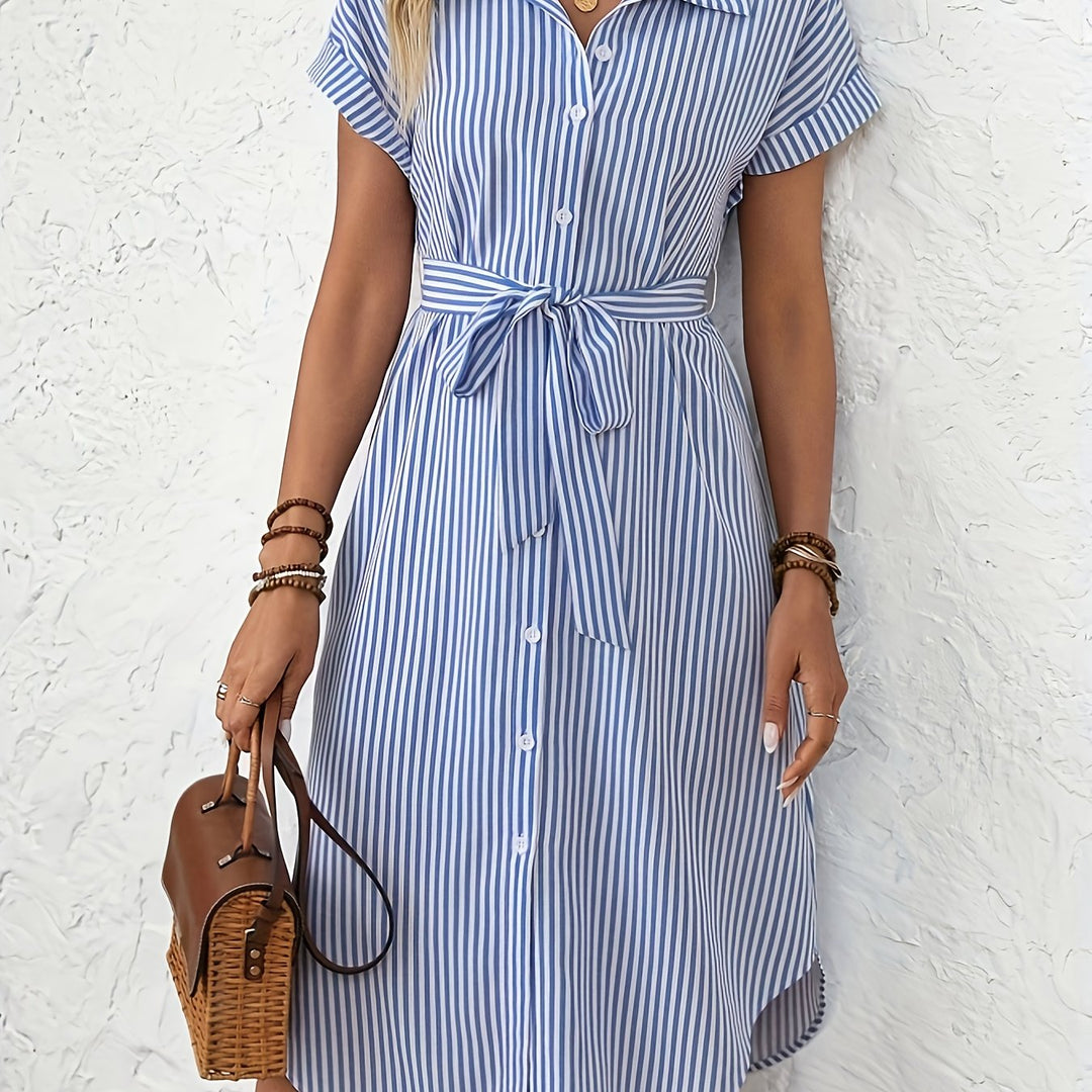 Delphine | Robe Élégante à Rayures
