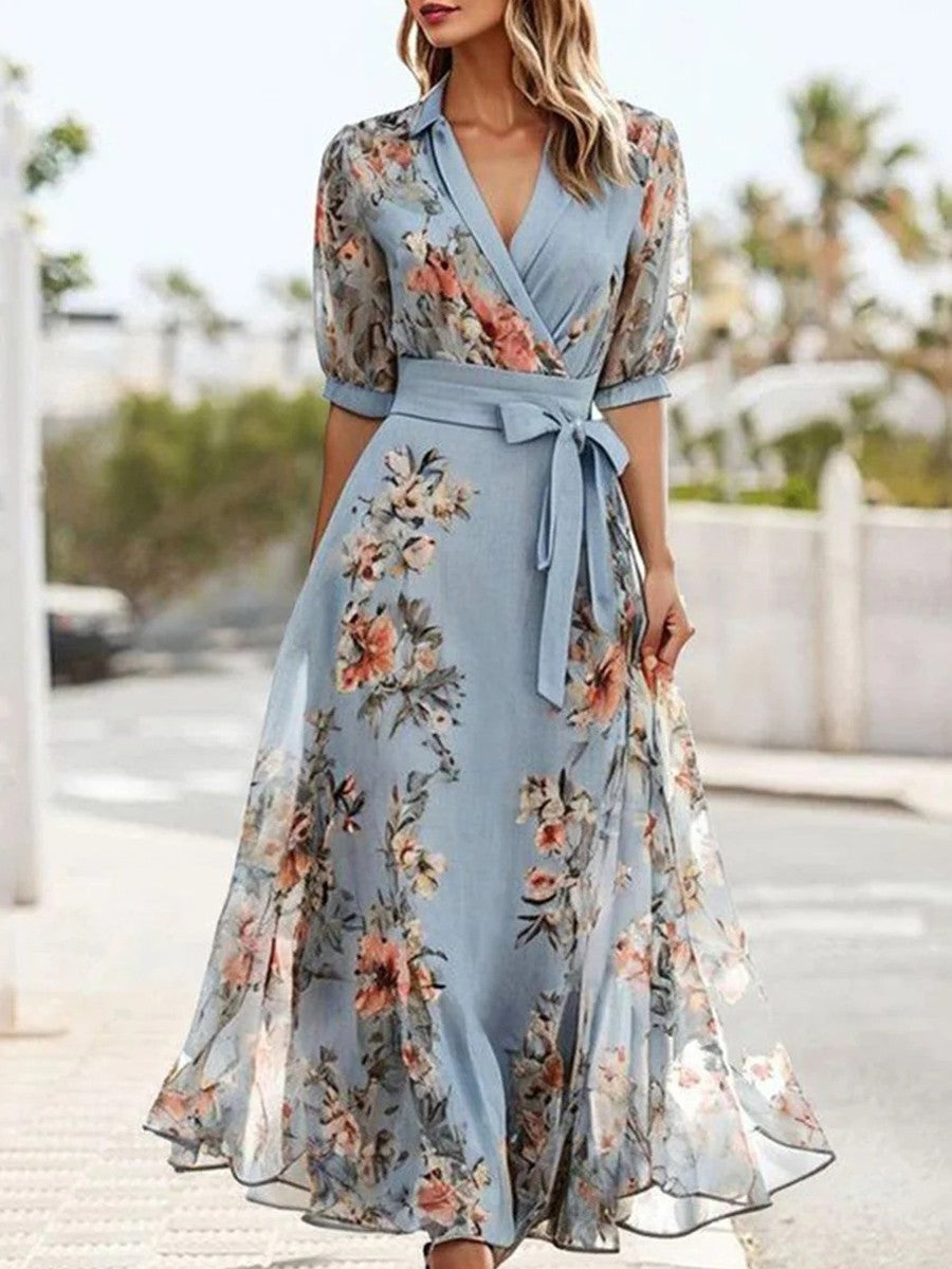 Gaylla | Robe Mi-longue Fleurie À Col En V