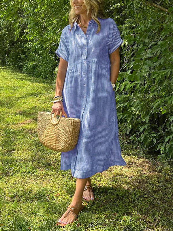 Sabreen | Robe Longue Rayée À Col En V
