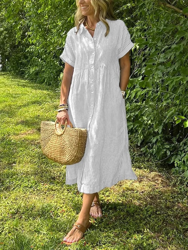 Sabreen | Robe Longue Rayée À Col En V