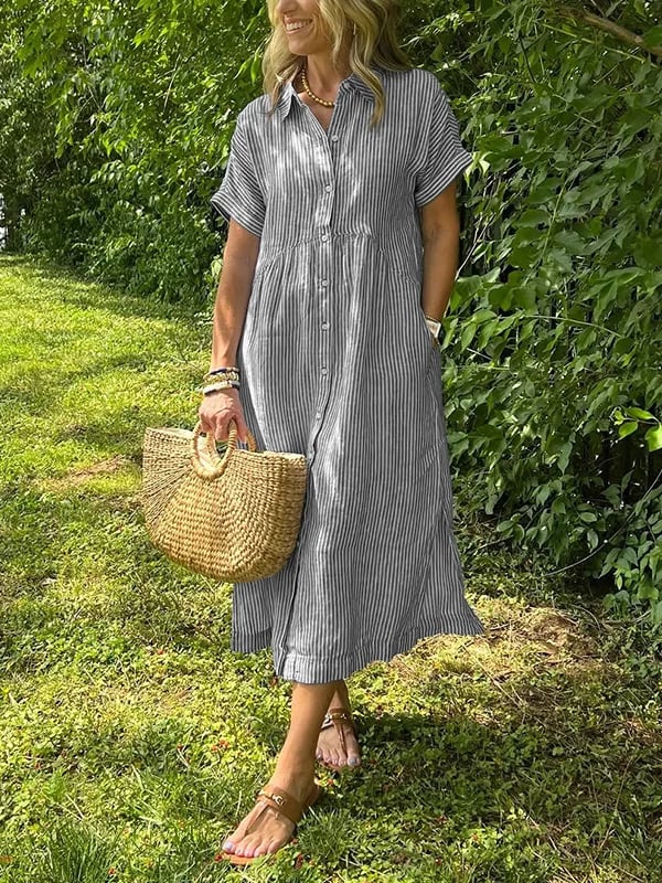 Sabreen | Robe Longue Rayée À Col En V