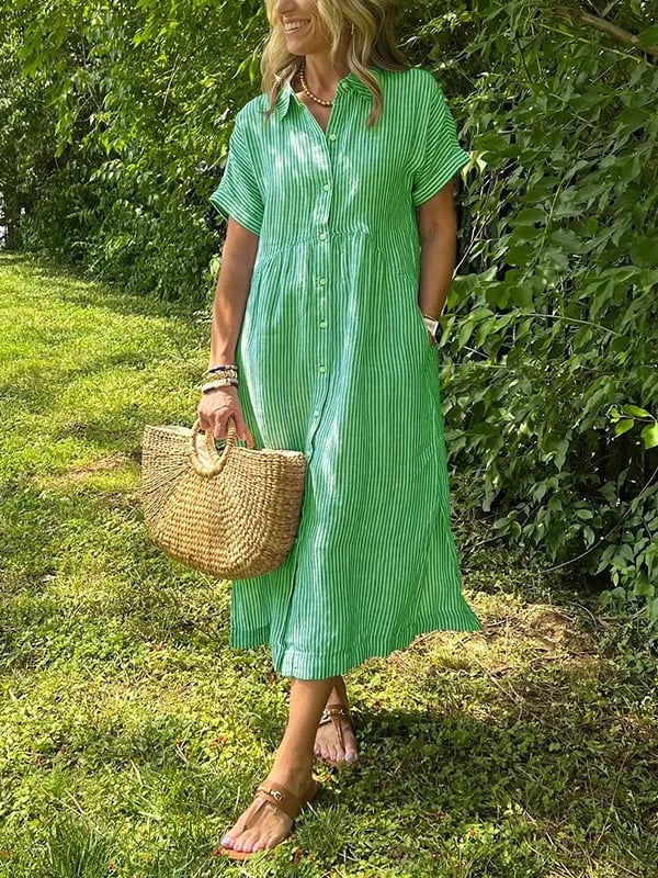 Sabreen | Robe Longue Rayée À Col En V