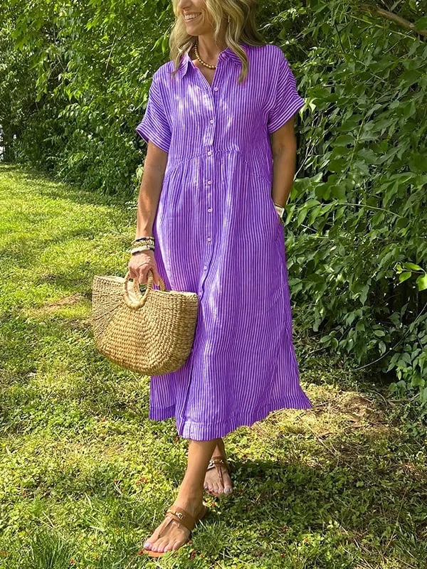 Sabreen | Robe Longue Rayée À Col En V